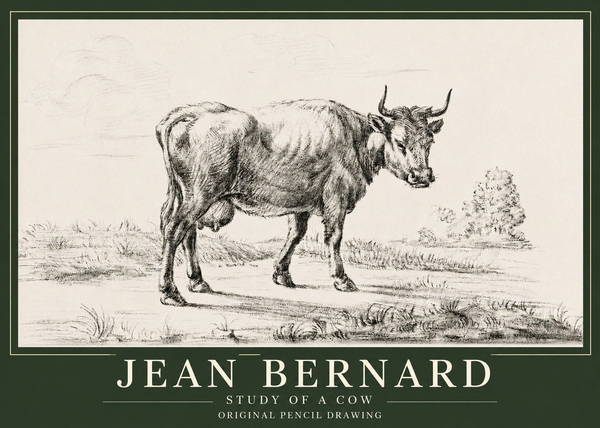 Jean Bernard Study of a Cow XII No3 - Plakat
