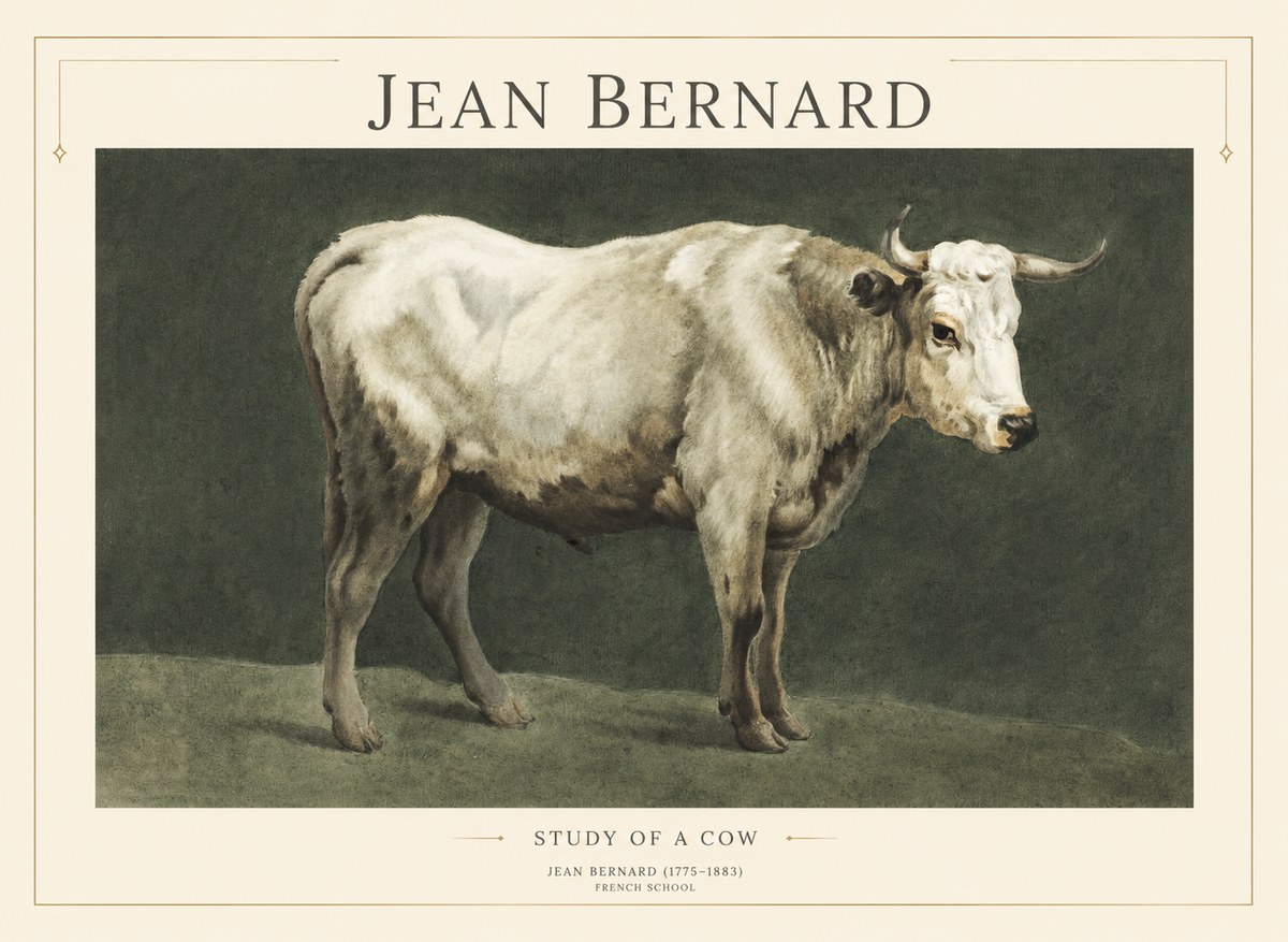 Jean Bernard Study of a Cow C. 1890 No5 - Plakat