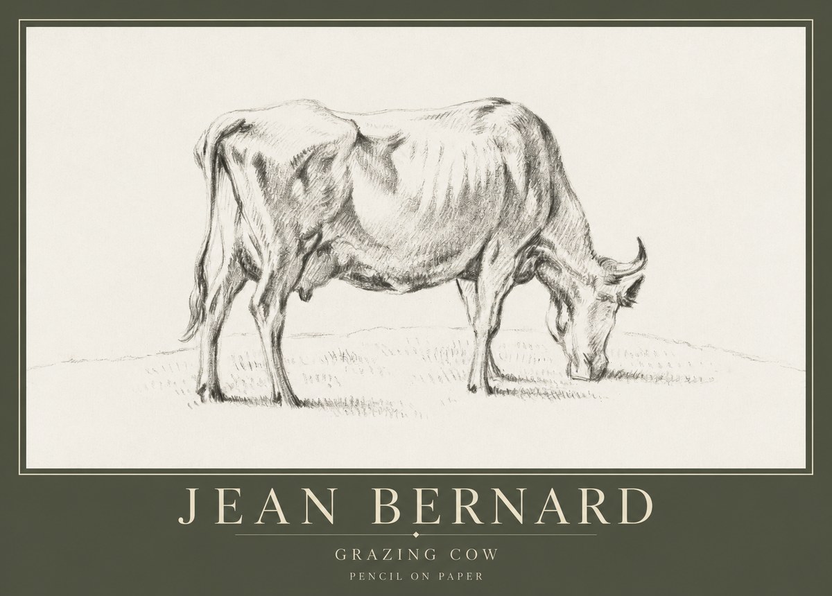 Jean Bernard Study of a Cow Grazing I No5 - Plakat