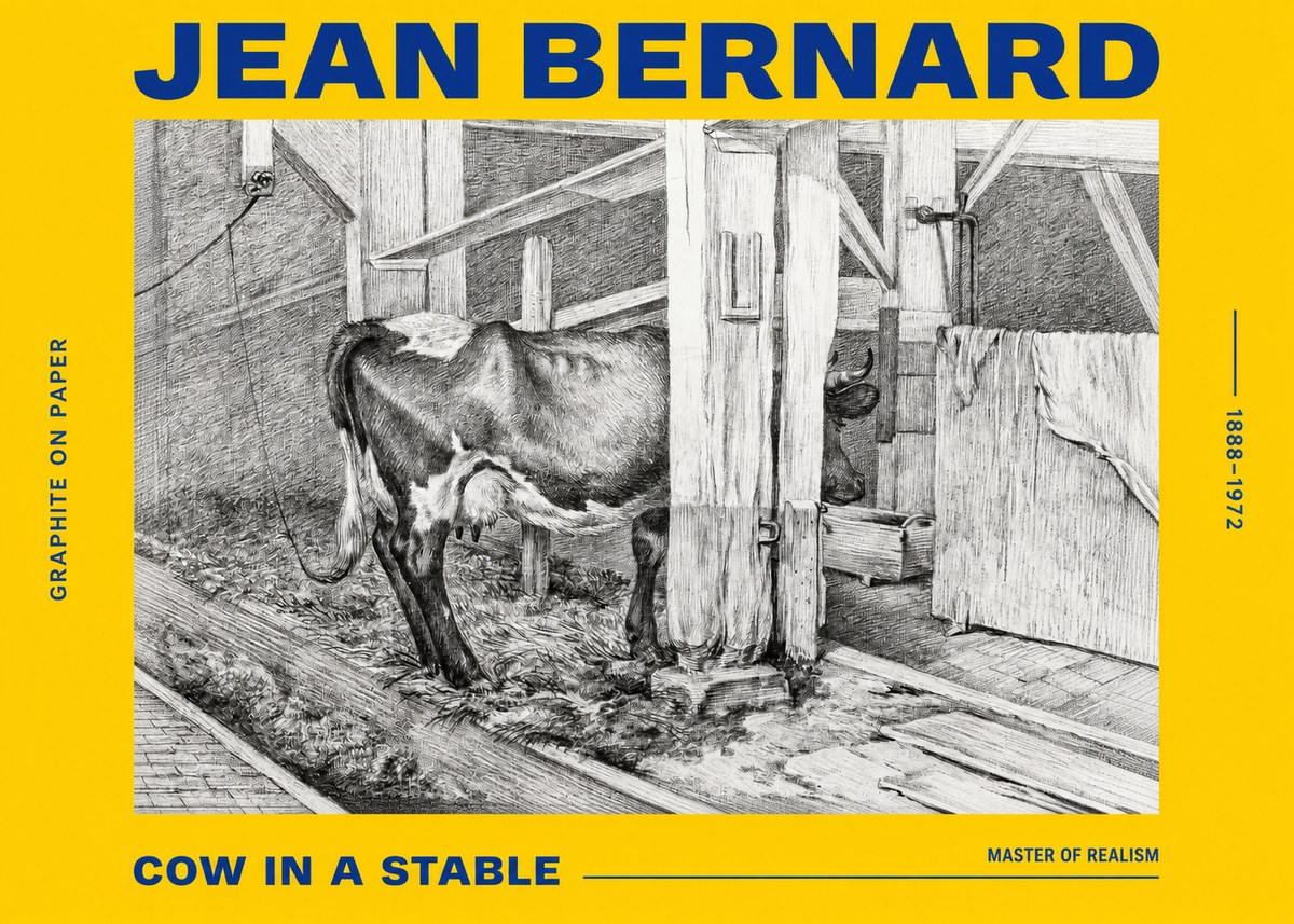 Jean Bernard Cow in a Stable No2 - Plakat