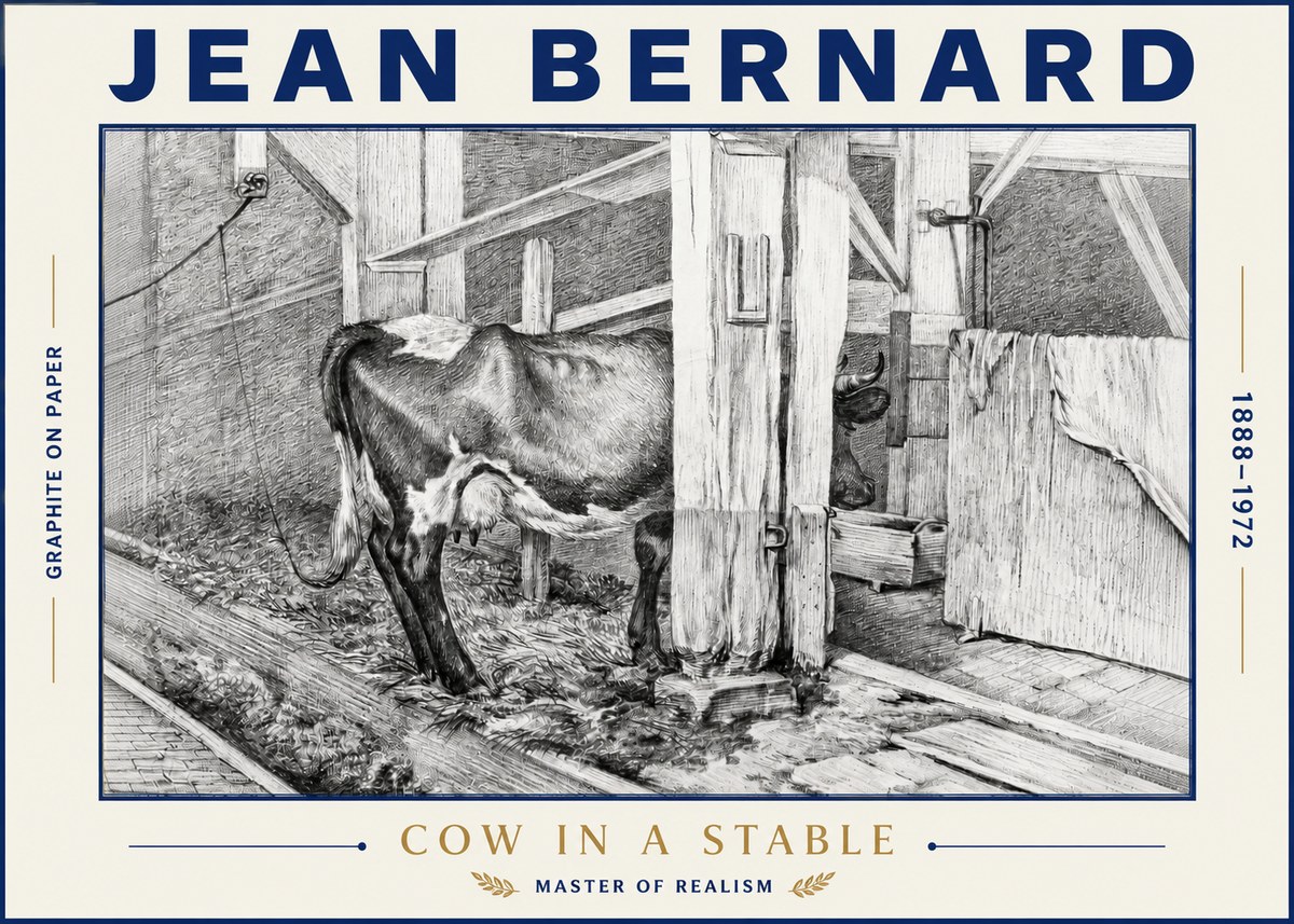 Jean Bernard Cow in a Stable No4 - Plakat