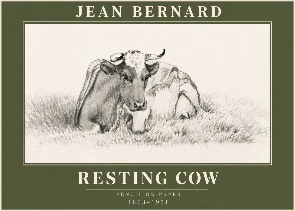 Jean Bernard Resting Cow IV No3 - Plakat