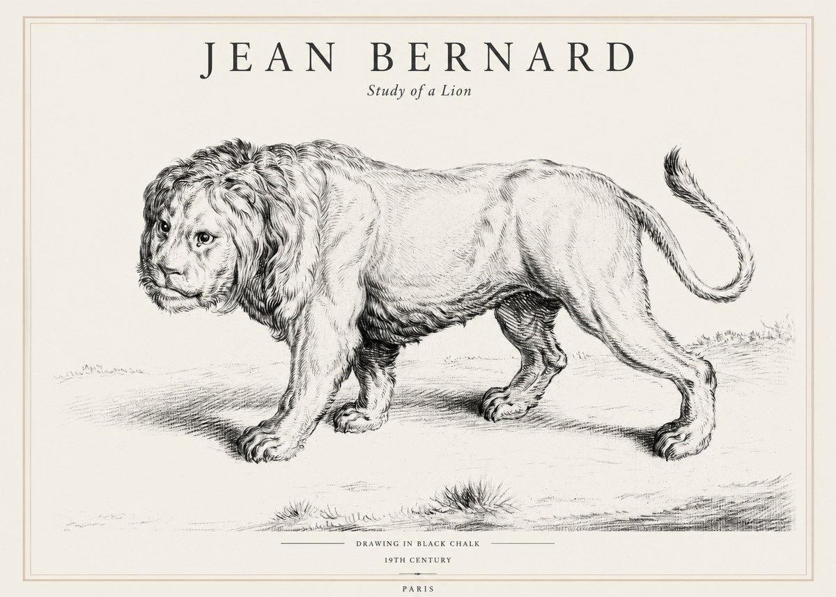 Jean Bernard Study of a Lion II No1 - Plakat