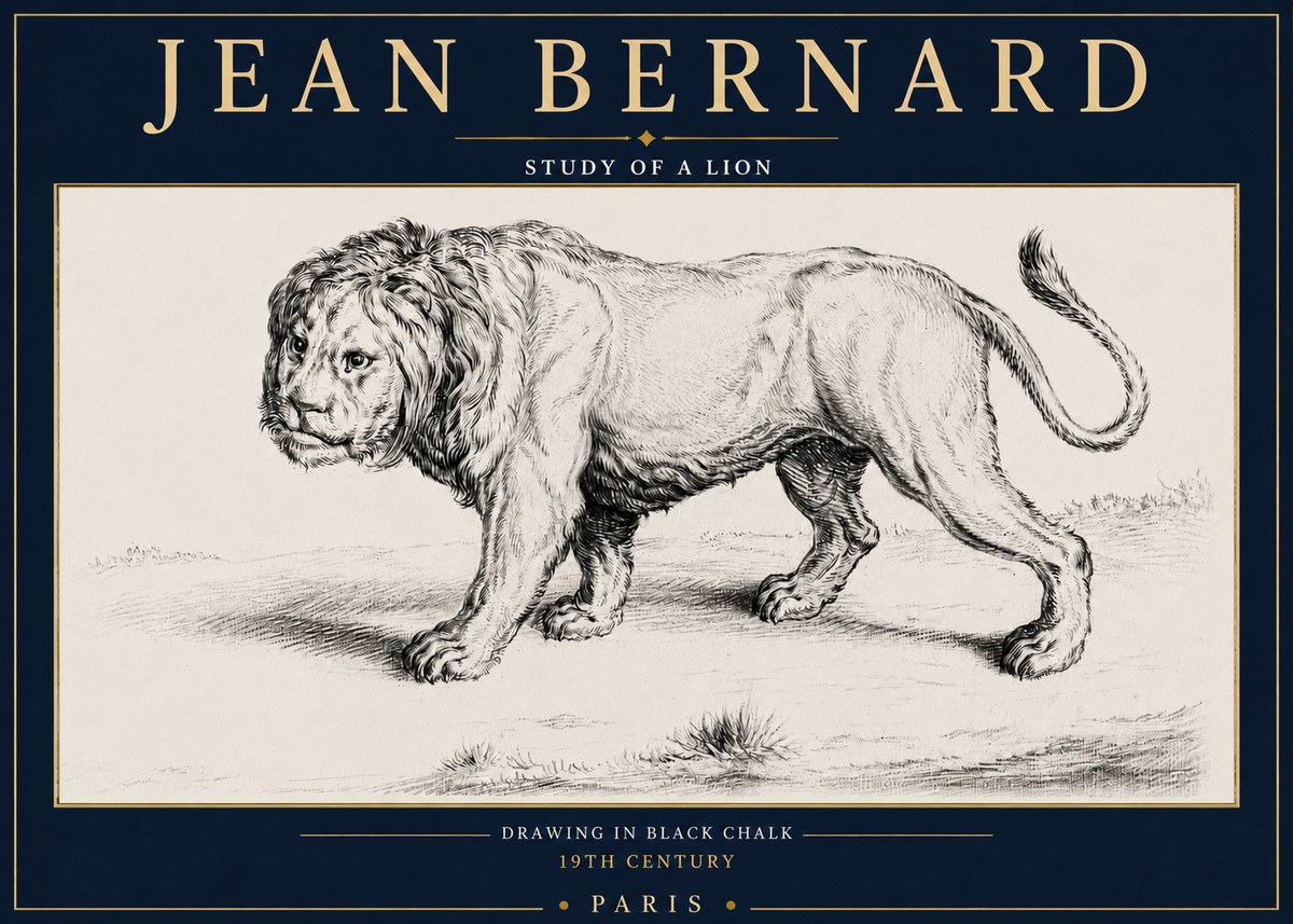 Jean Bernard Study of a Lion II No4 - Plakat