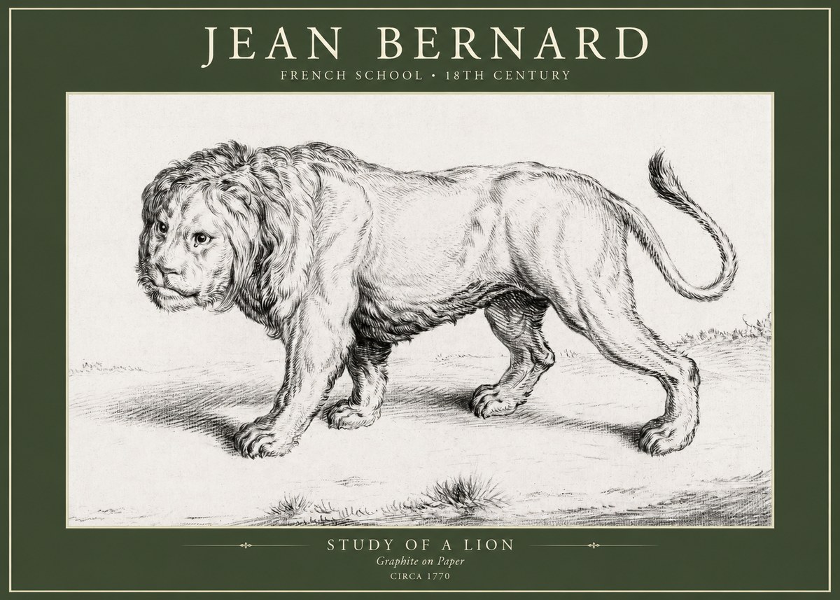 Jean Bernard Study of a Lion II No5 - Plakat