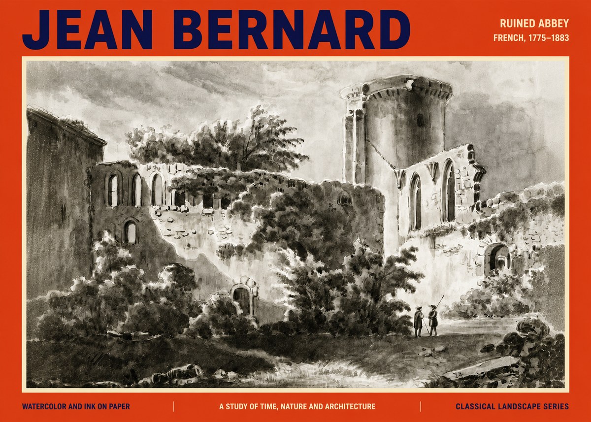 Jean Bernard Ruins of an Old Abbey No4 - Plakat