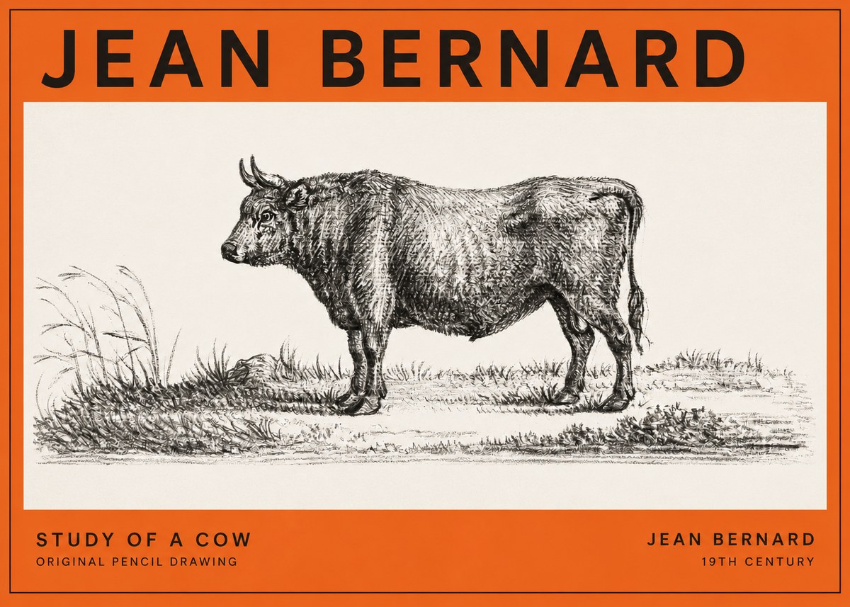 Jean Bernard Study of a Cow XIII No2 - Plakat