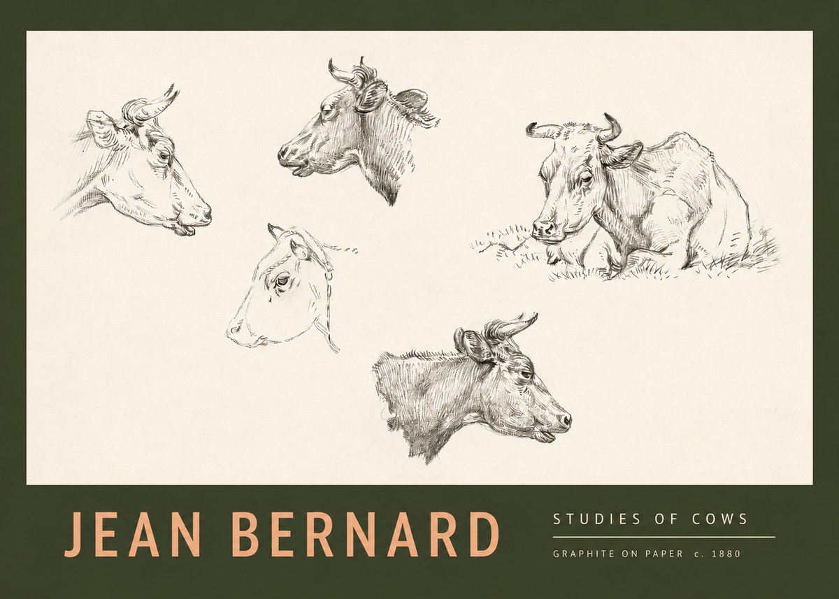 Jean Bernard Studies of Cows I No2 - Plakat