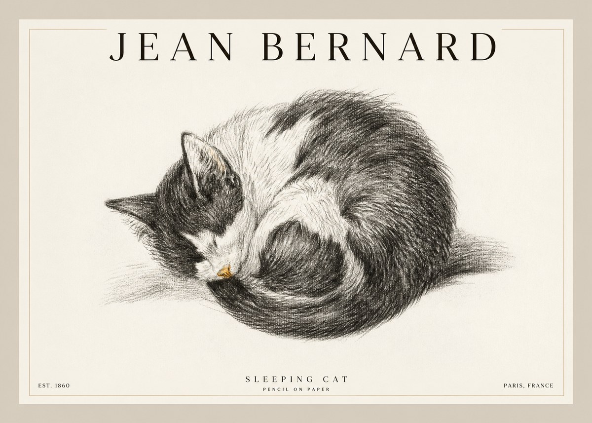 Jean Bernard Sleeping Cat VIII No2 - Plakat