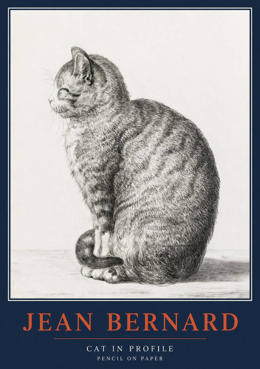Jean Bernard Cat in Profile No2 - Plakat