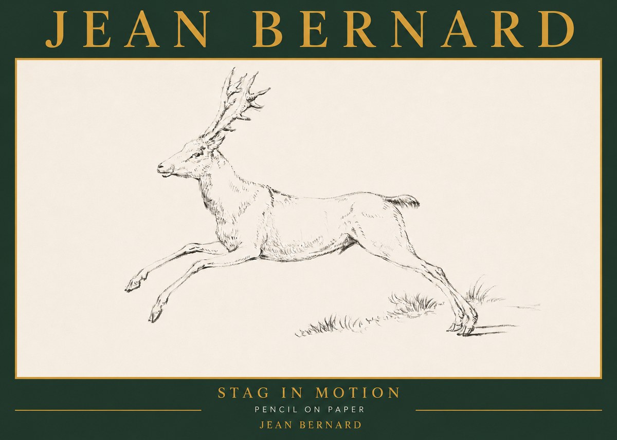Jean Bernard Stag in Motion No5 - Plakat
