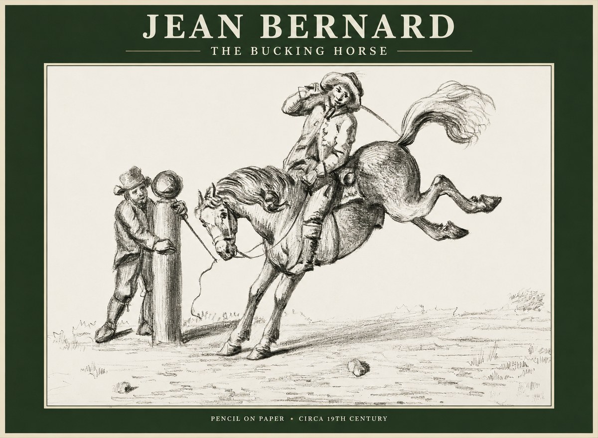 Jean Bernard A Study of the Bucking Horse No2 - Plakat