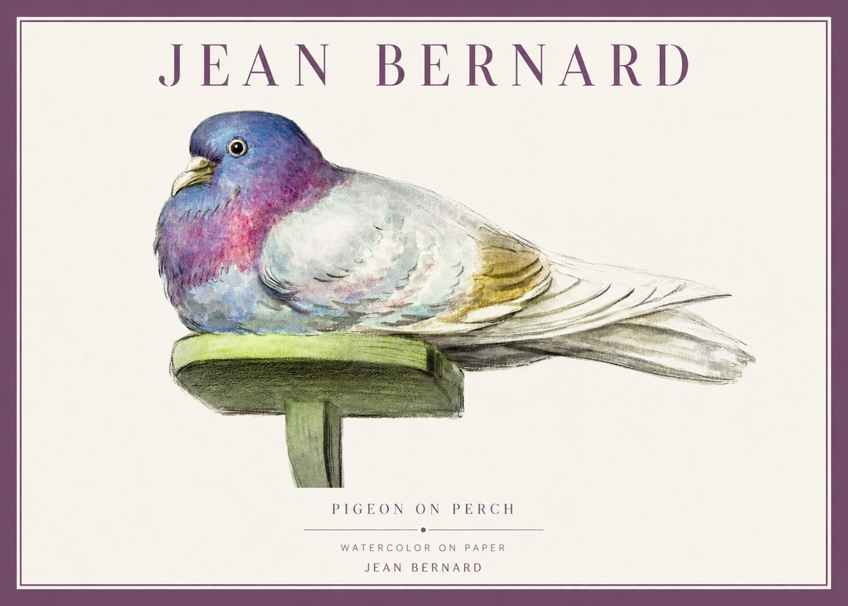 Jean Bernard Pigeon on Perch No1 - Plakat