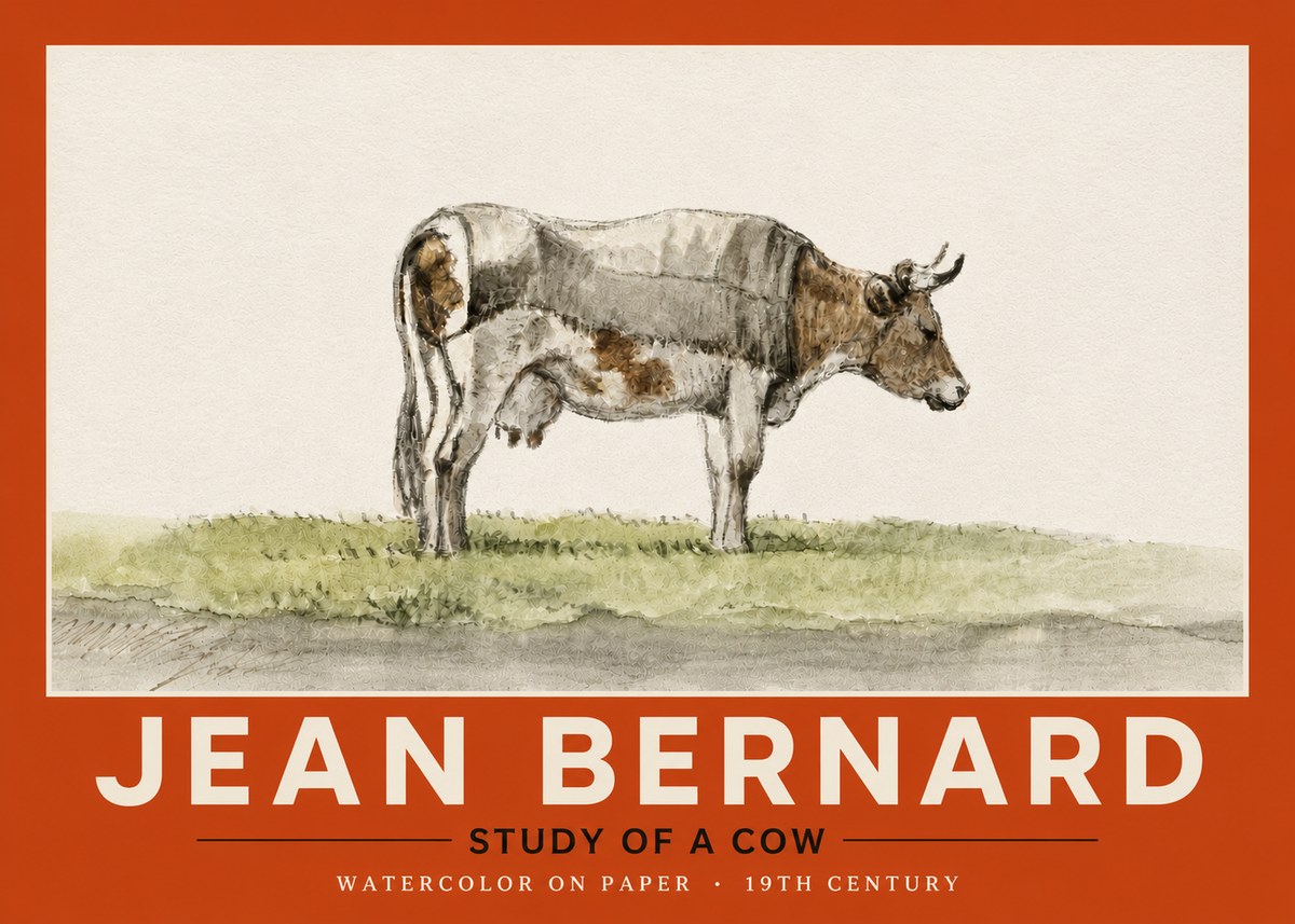 Jean Bernard Study of a Cow XIV No4 - Plakat