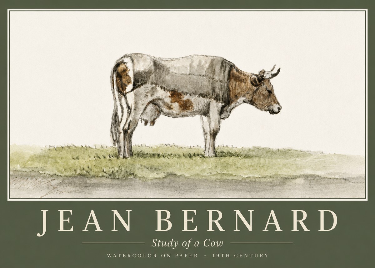Jean Bernard Study of a Cow XIV No5 - Plakat