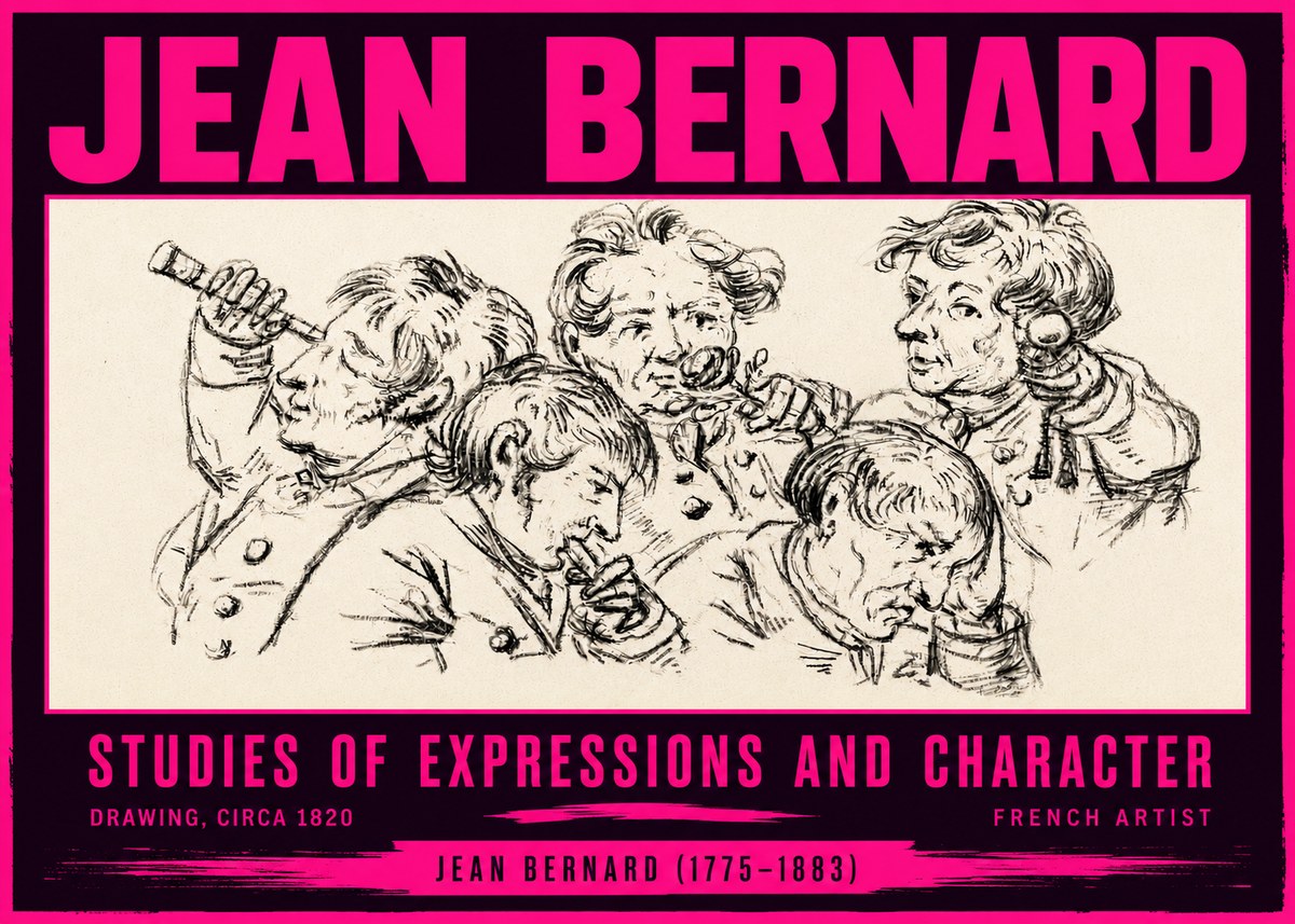 Jean Bernard Studies of Expressions and Character No4 - Plakat