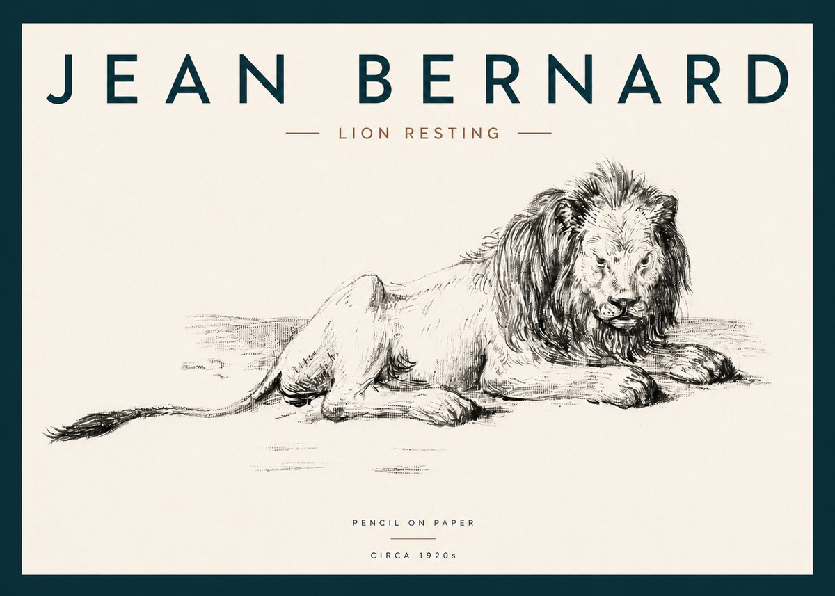 Jean Bernard Lion Resting No3 - Plakat