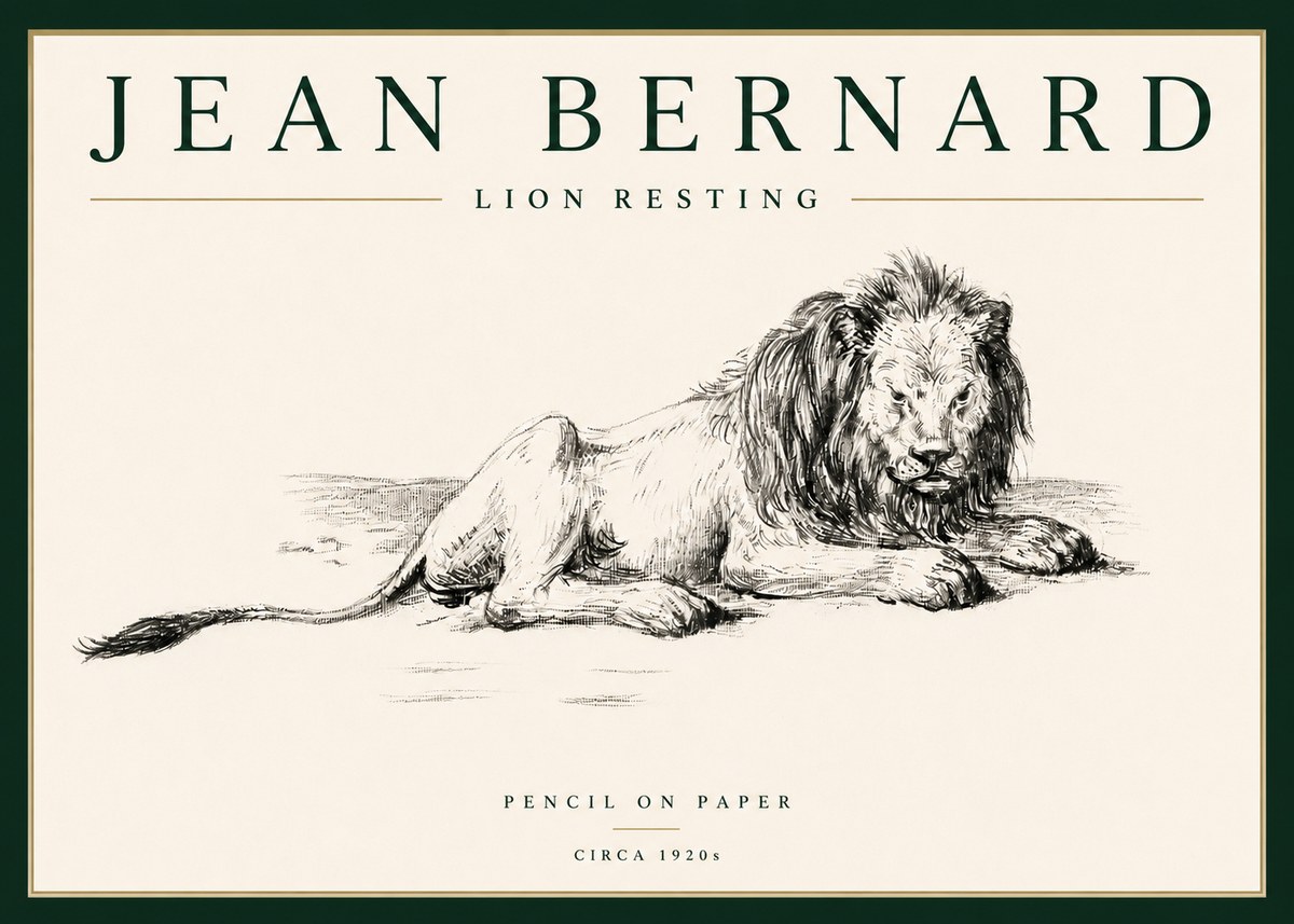 Jean Bernard Lion Resting No4 - Plakat