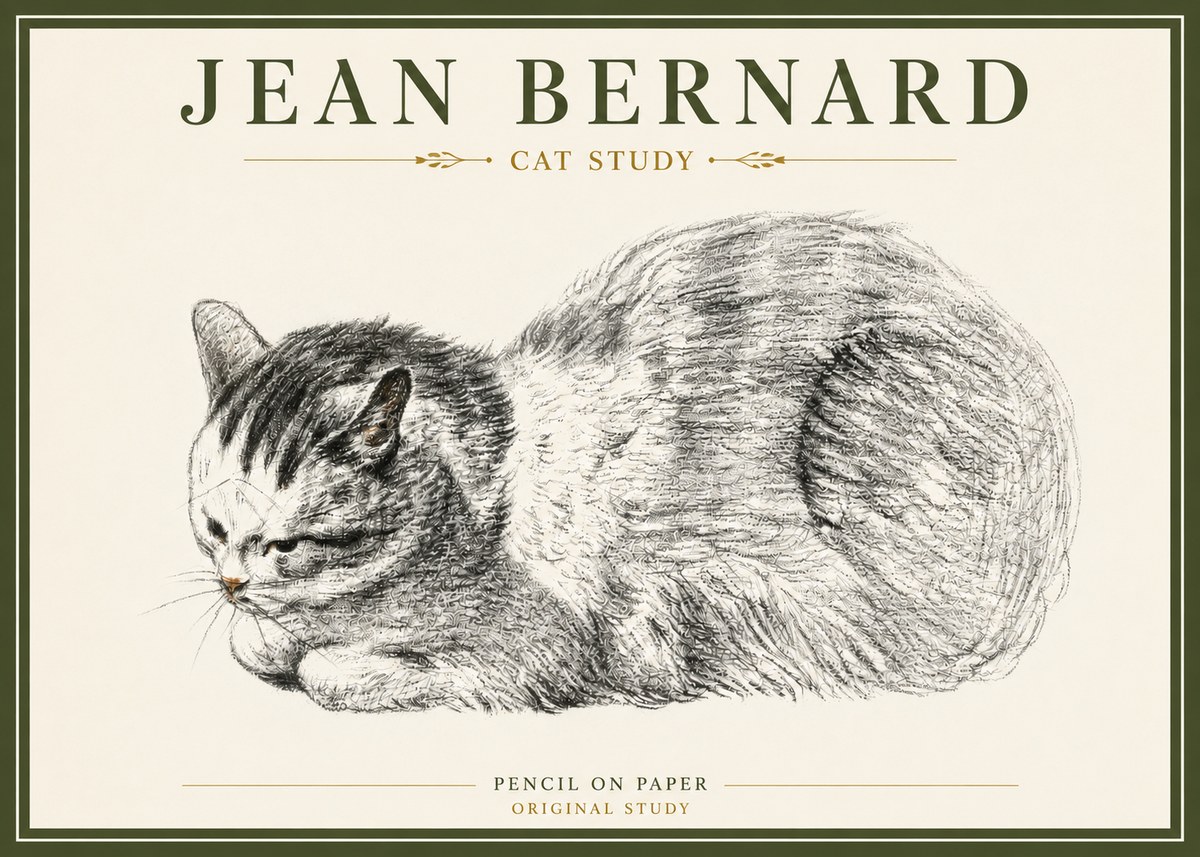 Jean Bernard Cat Study X No4 - Plakat