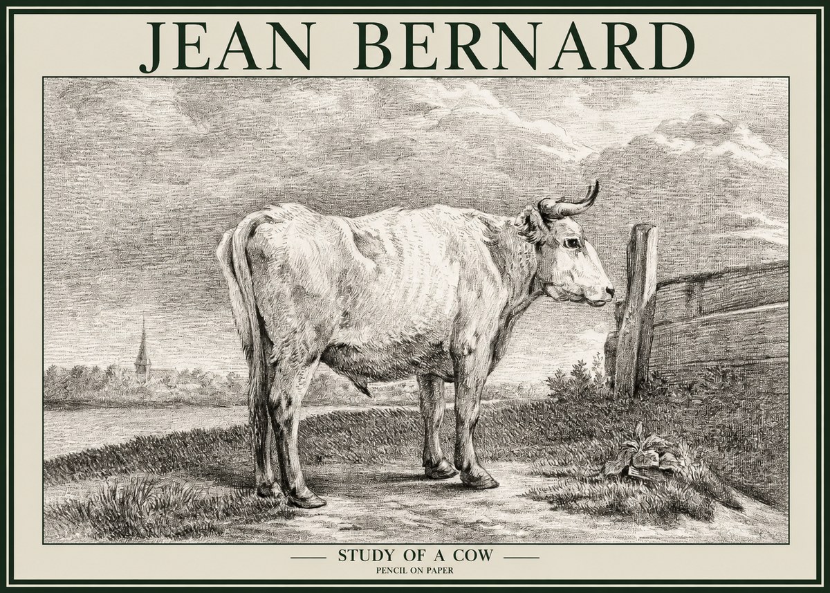 Jean Bernard Study of a Cow XV No2 - Plakat