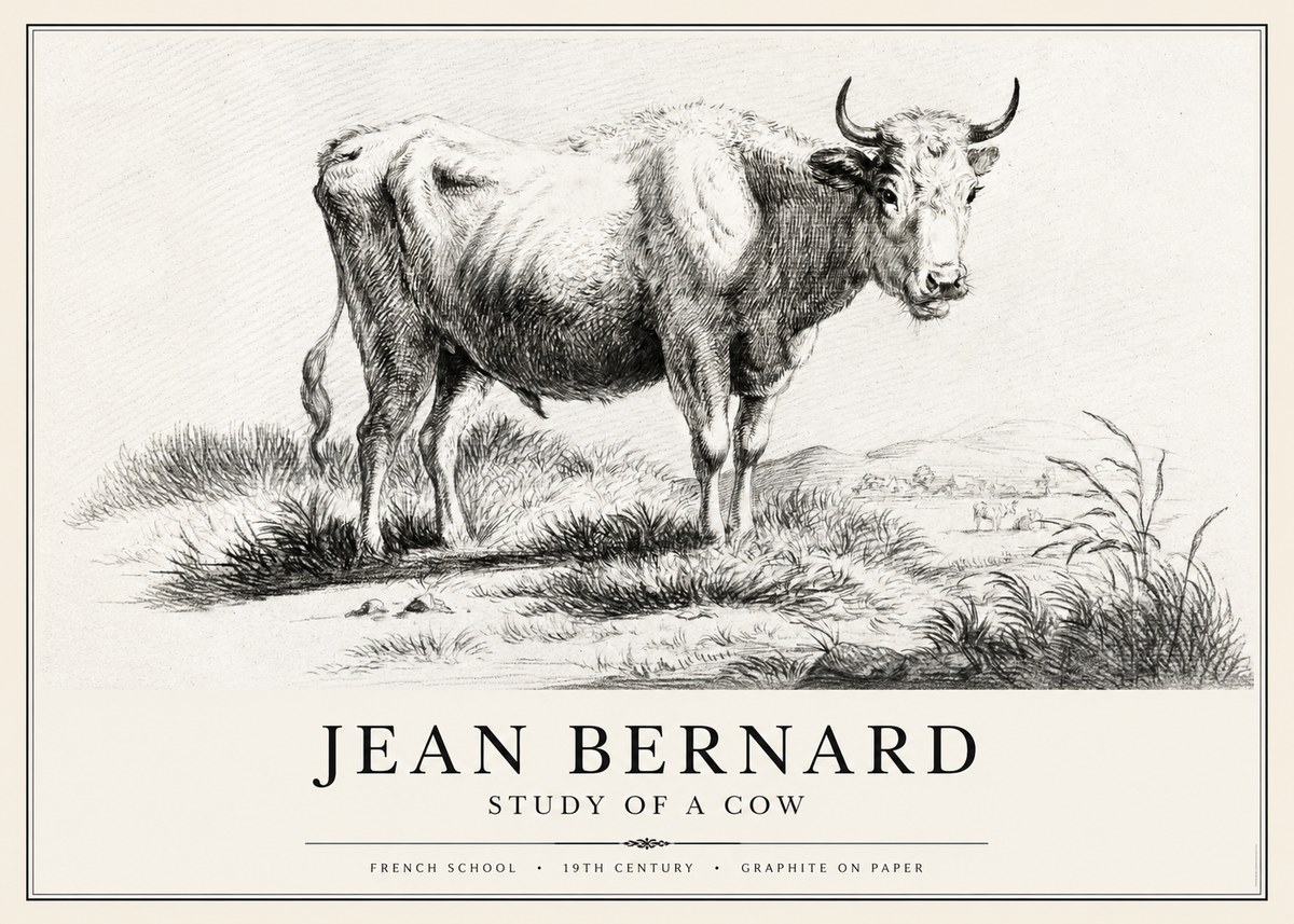 Jean Bernard Study of a Cow XVI No4 - Plakat