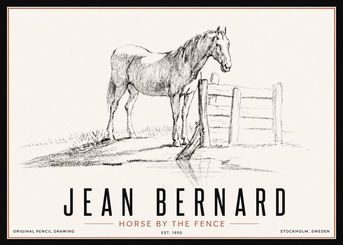 Jean Bernard Horse by the Fence No5 - Plakat