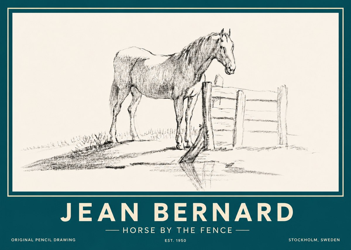 Jean Bernard Horse by the Fence No6 - Plakat