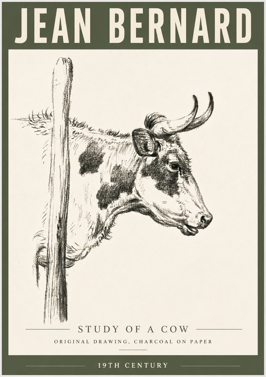 Jean Bernard Study of a Cow XVII No6 - Plakat