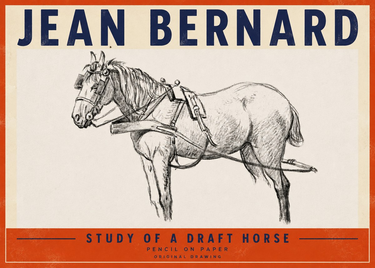 Jean Bernard Study of a Draft Horse I No4 - Plakat