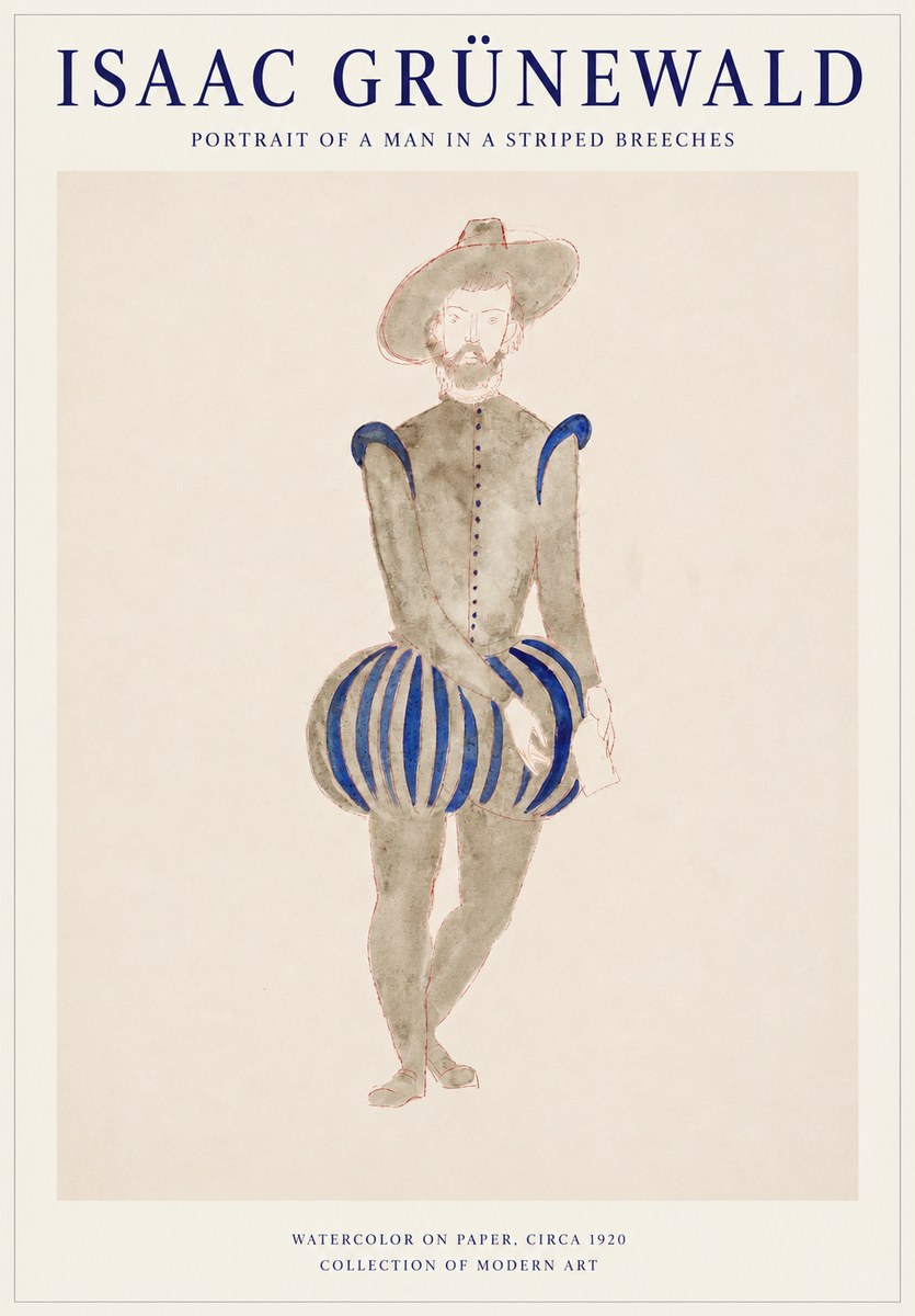 Isaac Grünewald Portrait of a Man in a Striped Breeches No1 - Plakat