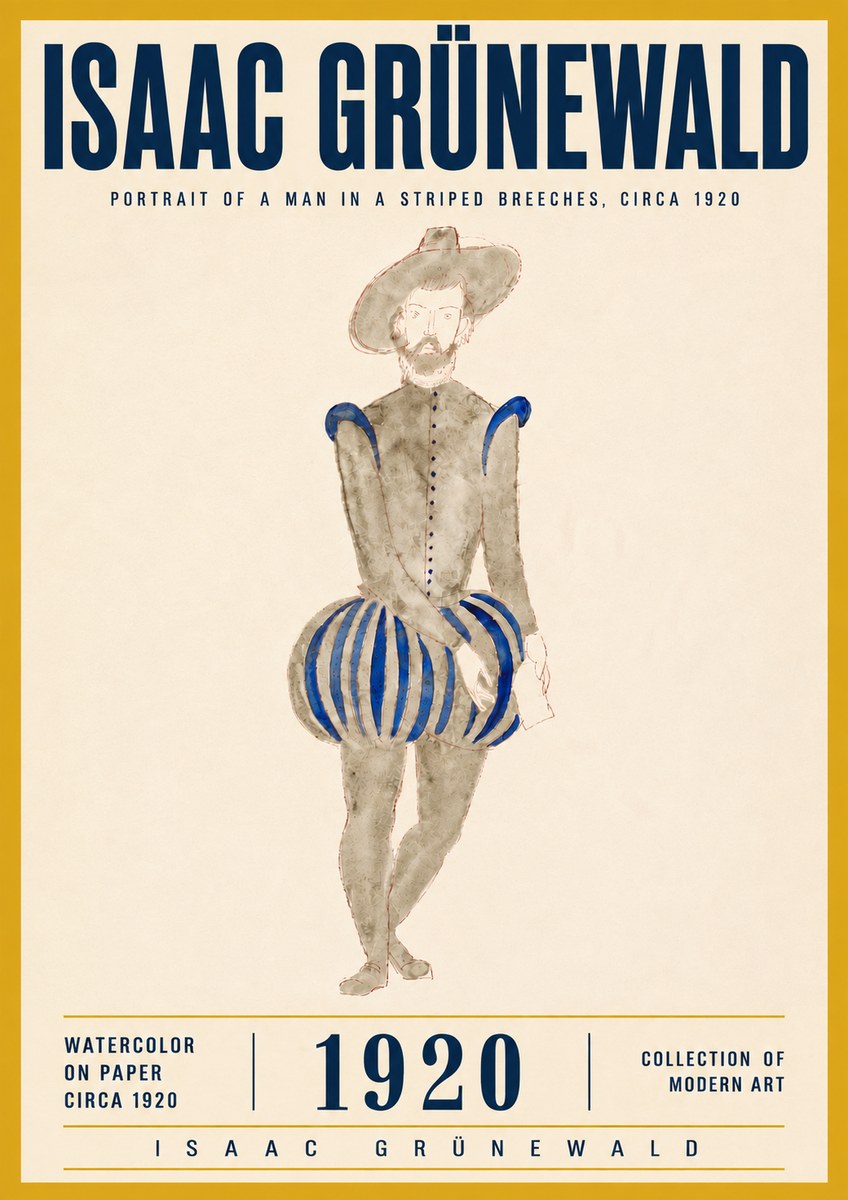 Isaac Grünewald Portrait of a Man in a Striped Breeches No6 - Plakat