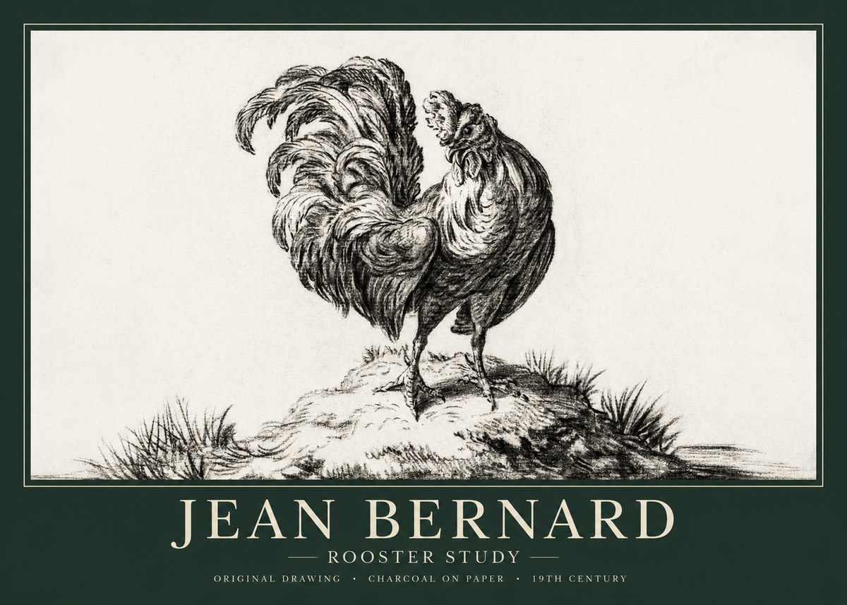 Jean Bernard Study of a Rooster No2 - Plakat