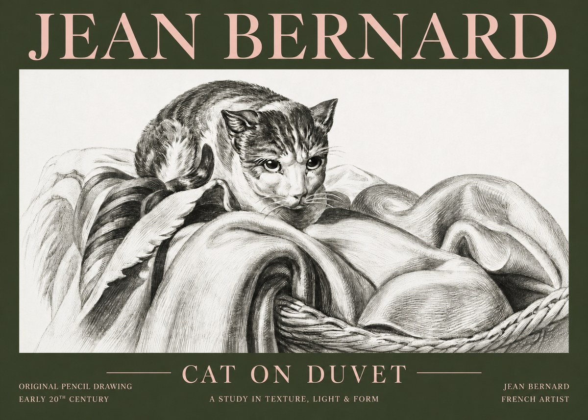 Jean Bernard Cat on a Blanket No5 - Plakat