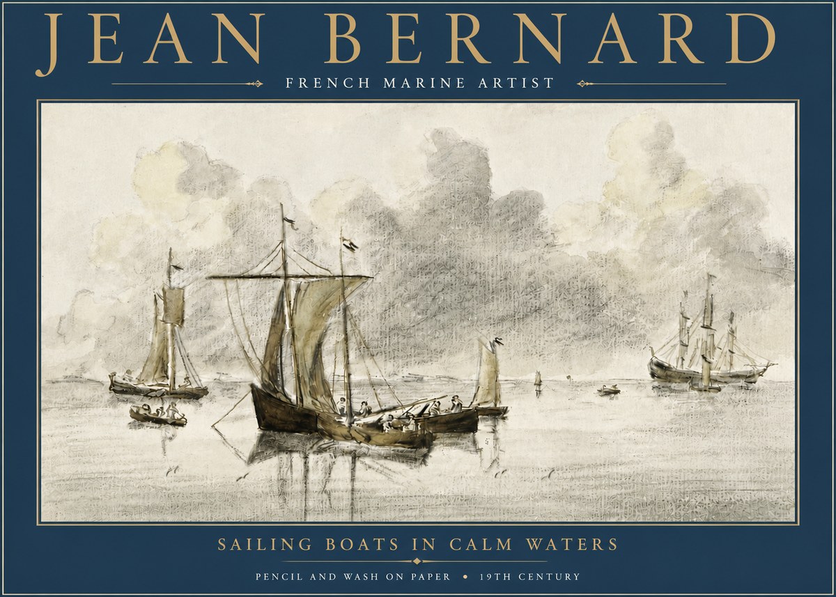 Jean Bernard Sailing Boats in Calm Waters No4 - Plakat