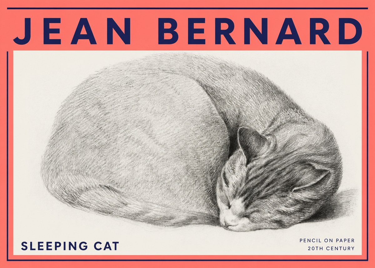 Jean Bernard Sleeping Cat IX No3 - Plakat