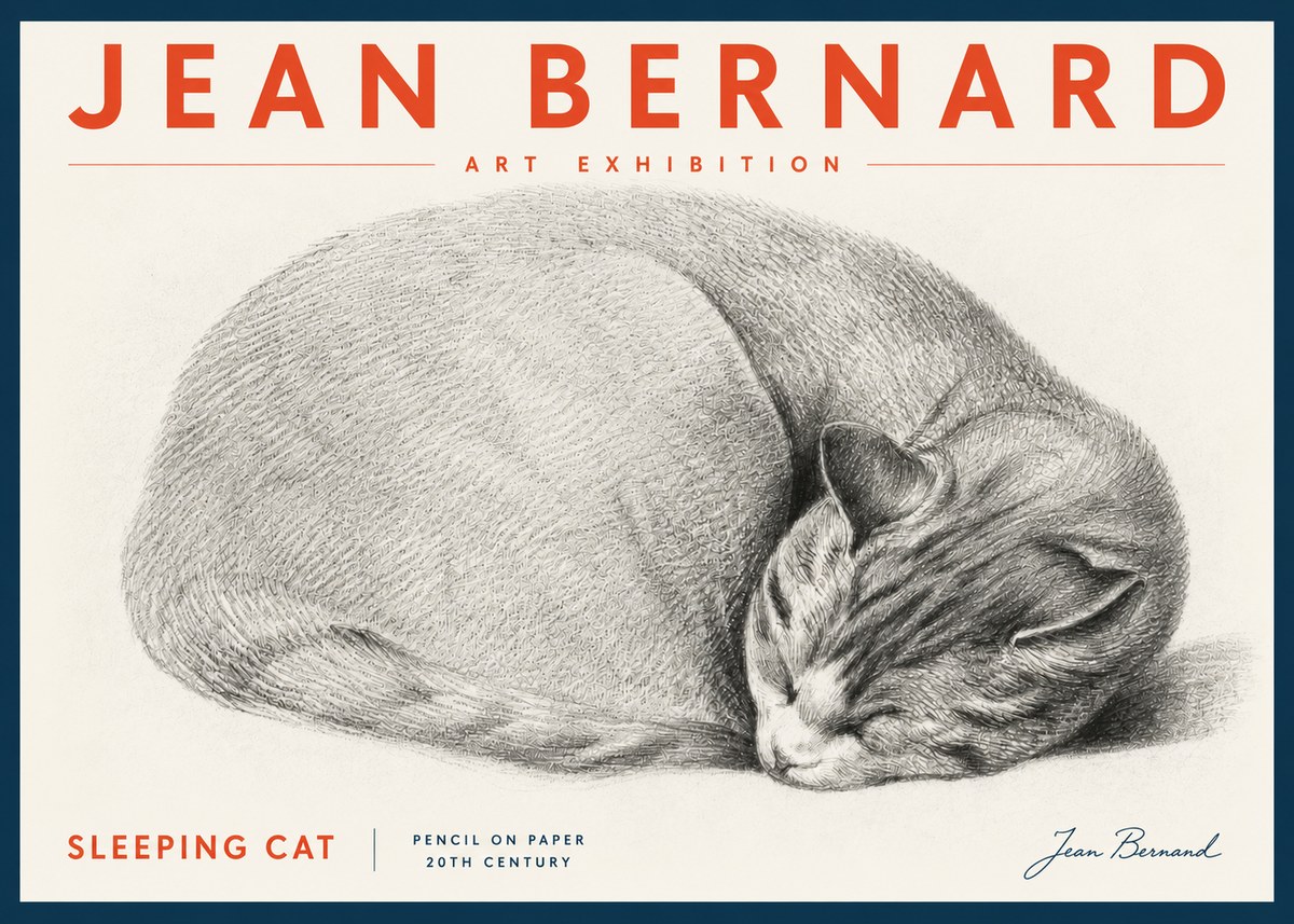 Jean Bernard Sleeping Cat IX No5 - Plakat