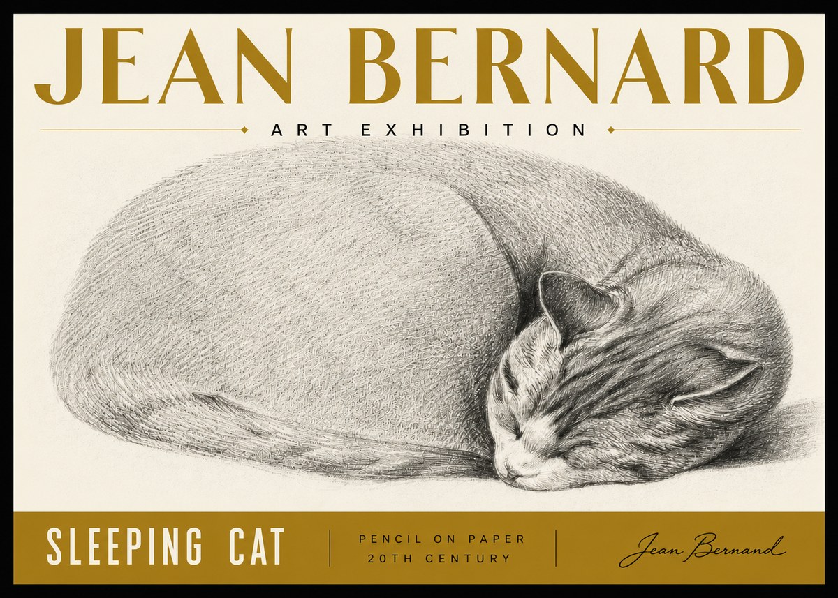 Jean Bernard Sleeping Cat IX No6 - Plakat