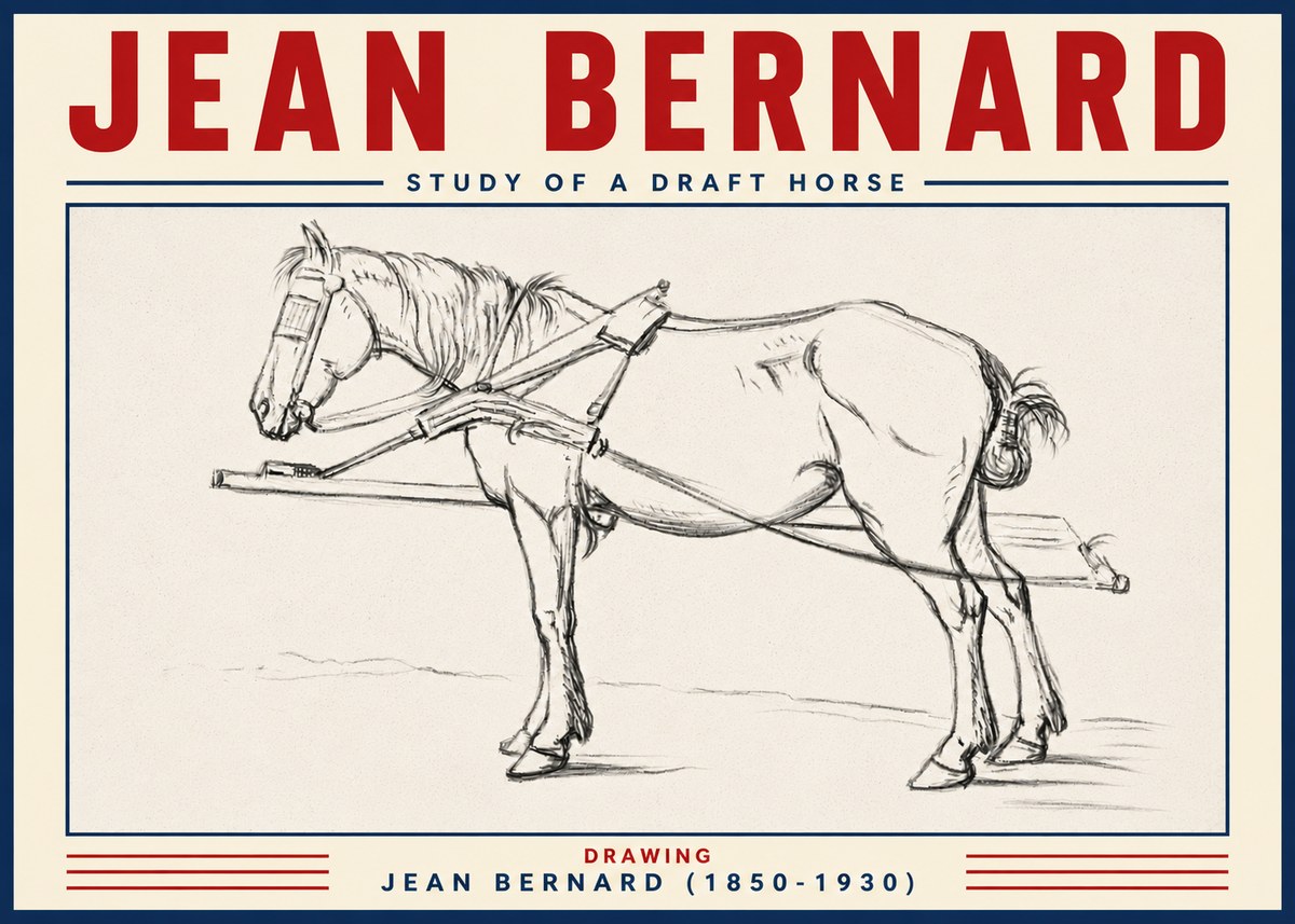 Jean Bernard Study of a Draft Horse II No6 - Plakat