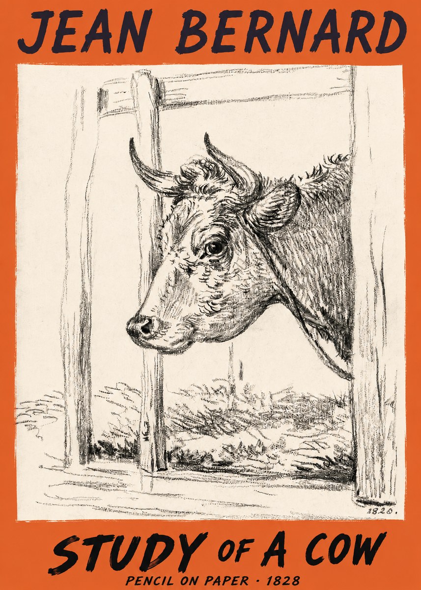 Jean Bernard Study of a Cow XVIII No2 - Plakat