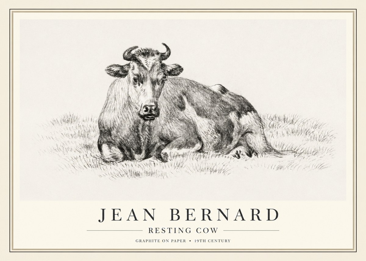Jean Bernard Resting Cow V No1 - Plakat