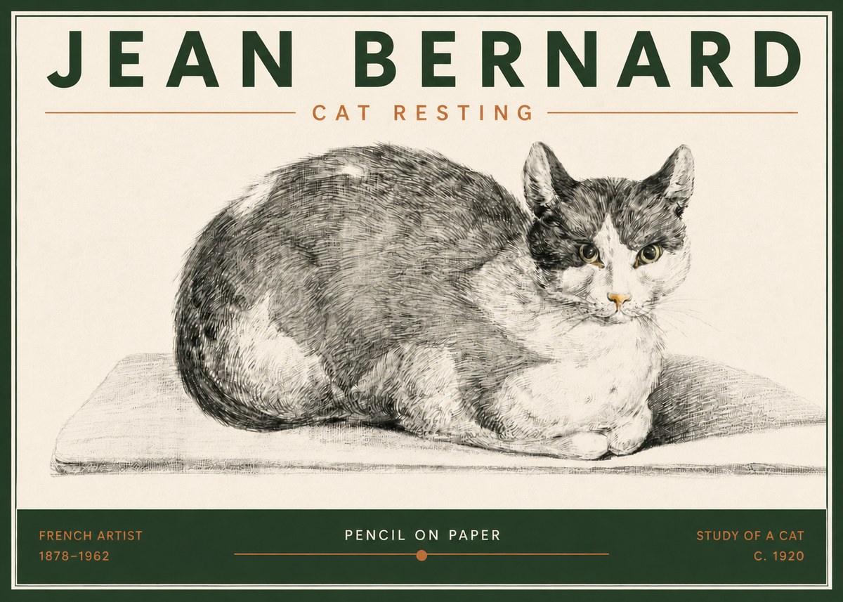 Jean Bernard Cat Study XI No6 - Plakat