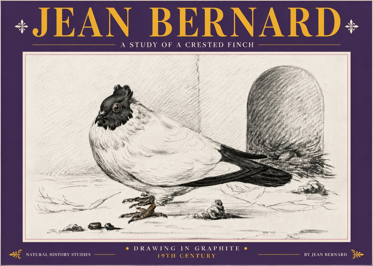 Jean Bernard A Study of a Crested Finch No5 - Plakat