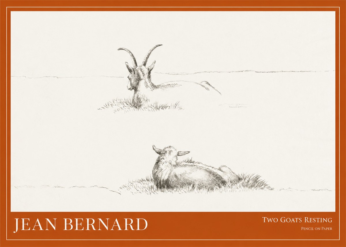 Jean Bernard Two Goats Resting No1 - Plakat