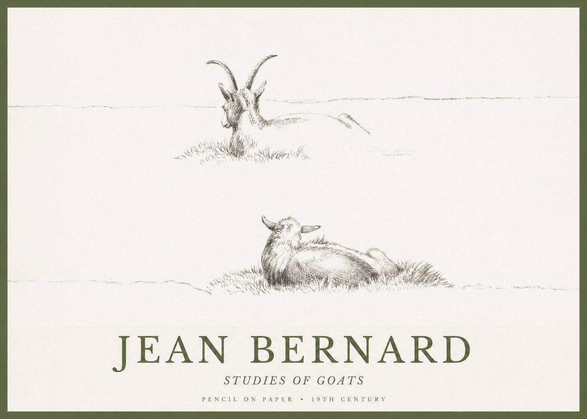 Jean Bernard Two Goats Resting No2 - Plakat