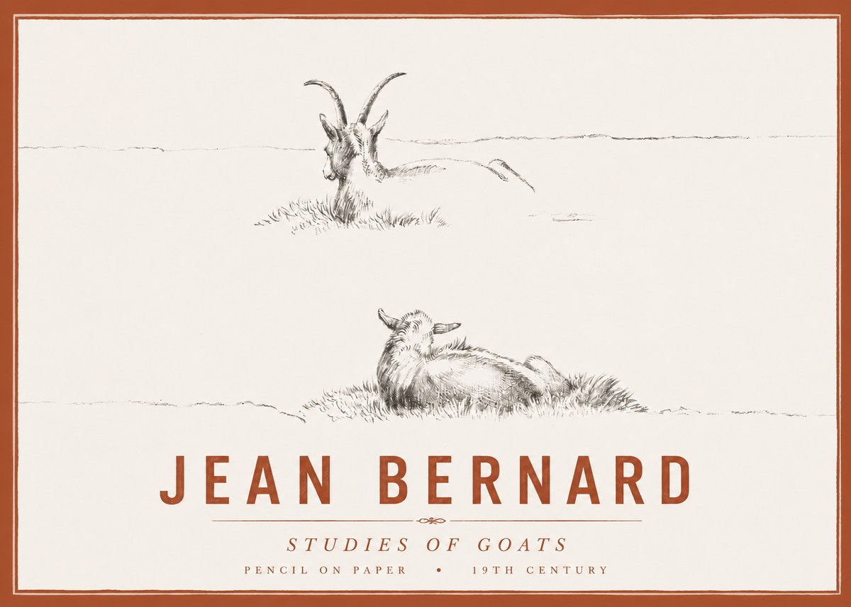 Jean Bernard Two Goats Resting No6 - Plakat