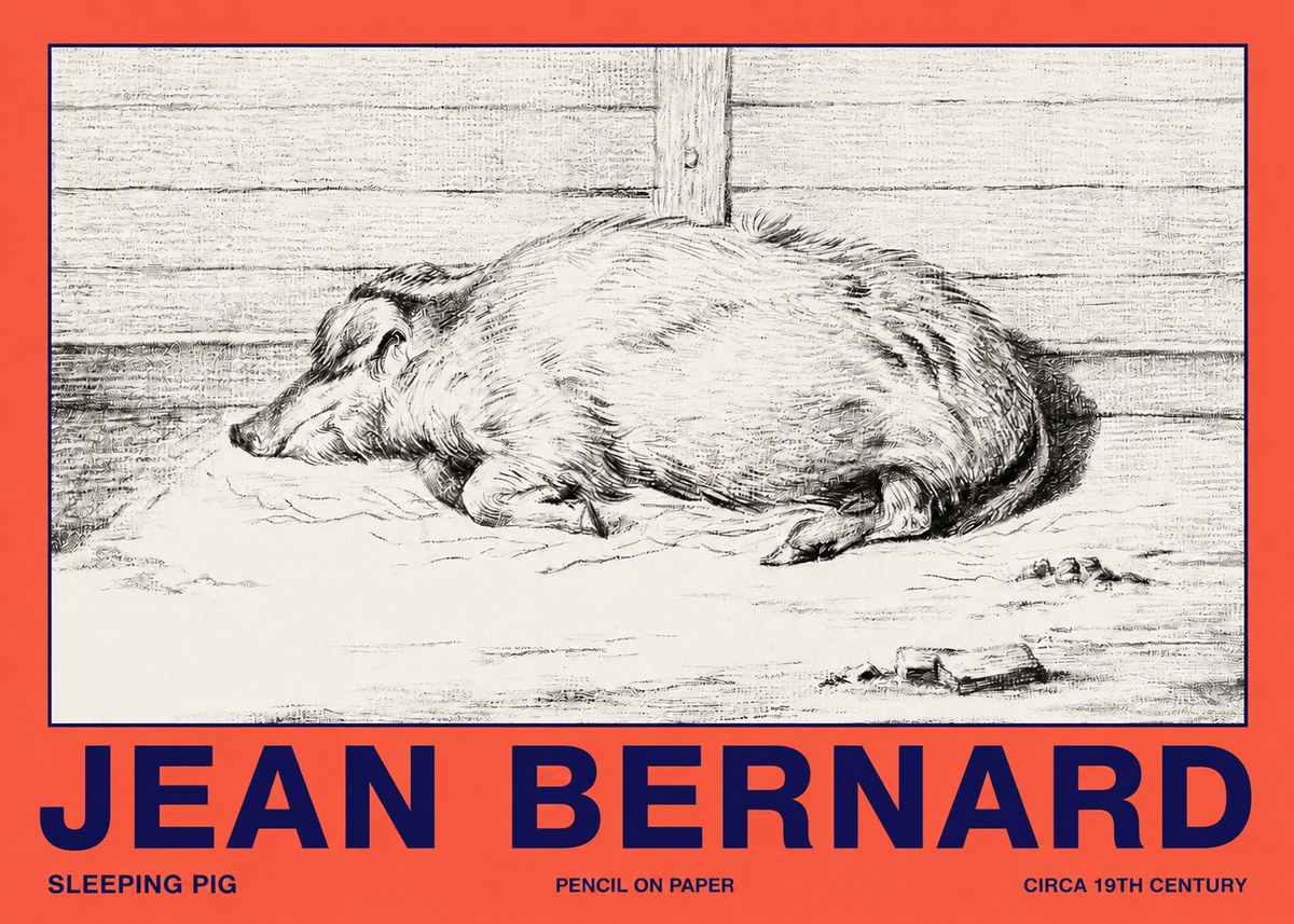 Jean Bernard Sleeping Pig I No2 - Plakat