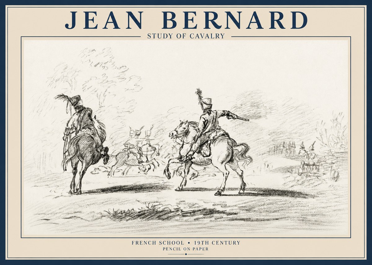 Jean Bernard Study of Cavalry No1 - Plakat