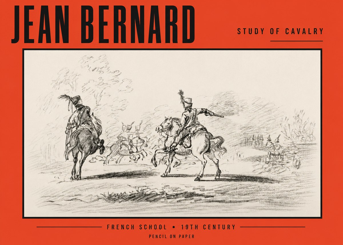 Jean Bernard Study of Cavalry No2 - Plakat