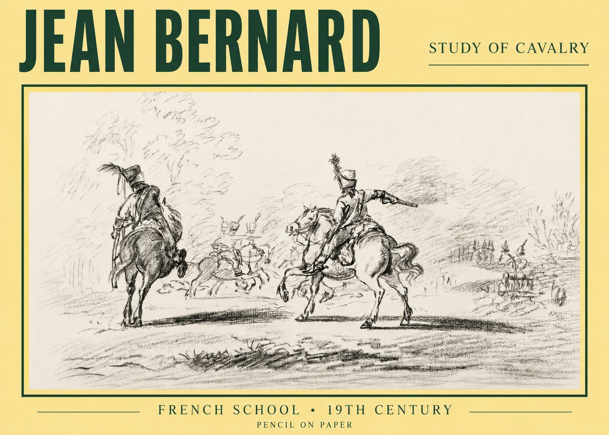 Jean Bernard Study of Cavalry No3 - Plakat