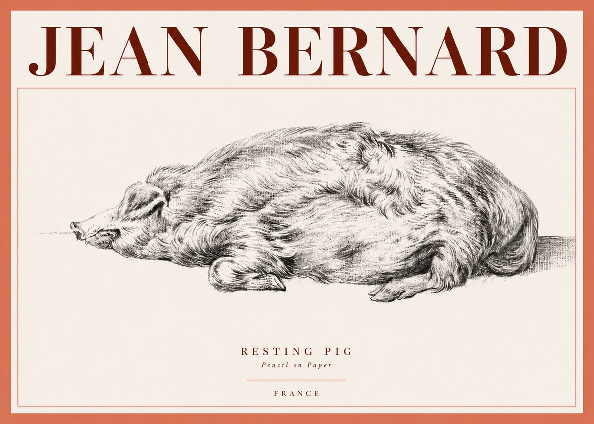 Jean Bernard Resting Pig II No4 - Plakat